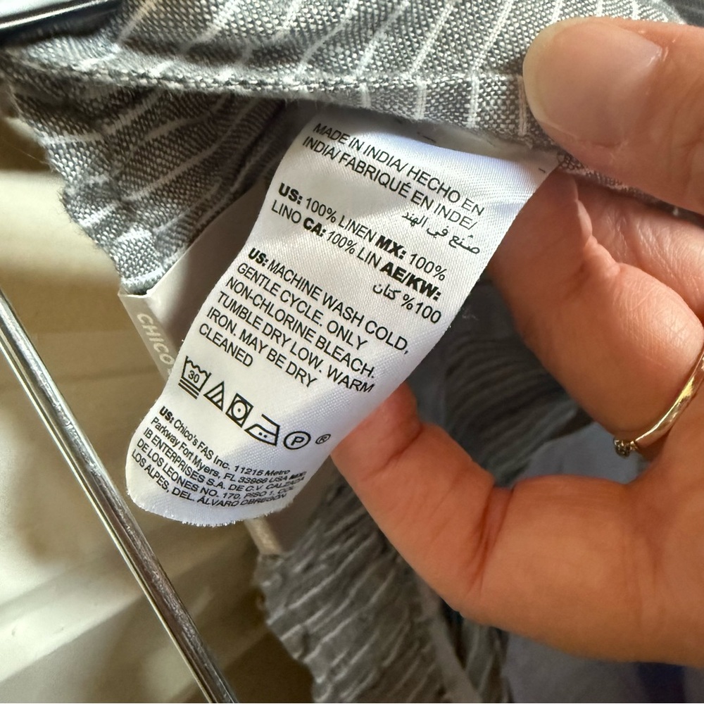 Chico’s Striped Gray Drawstring Shorts with pockets NWT cabincore, backyard bbq, - Picture 10 of 12
